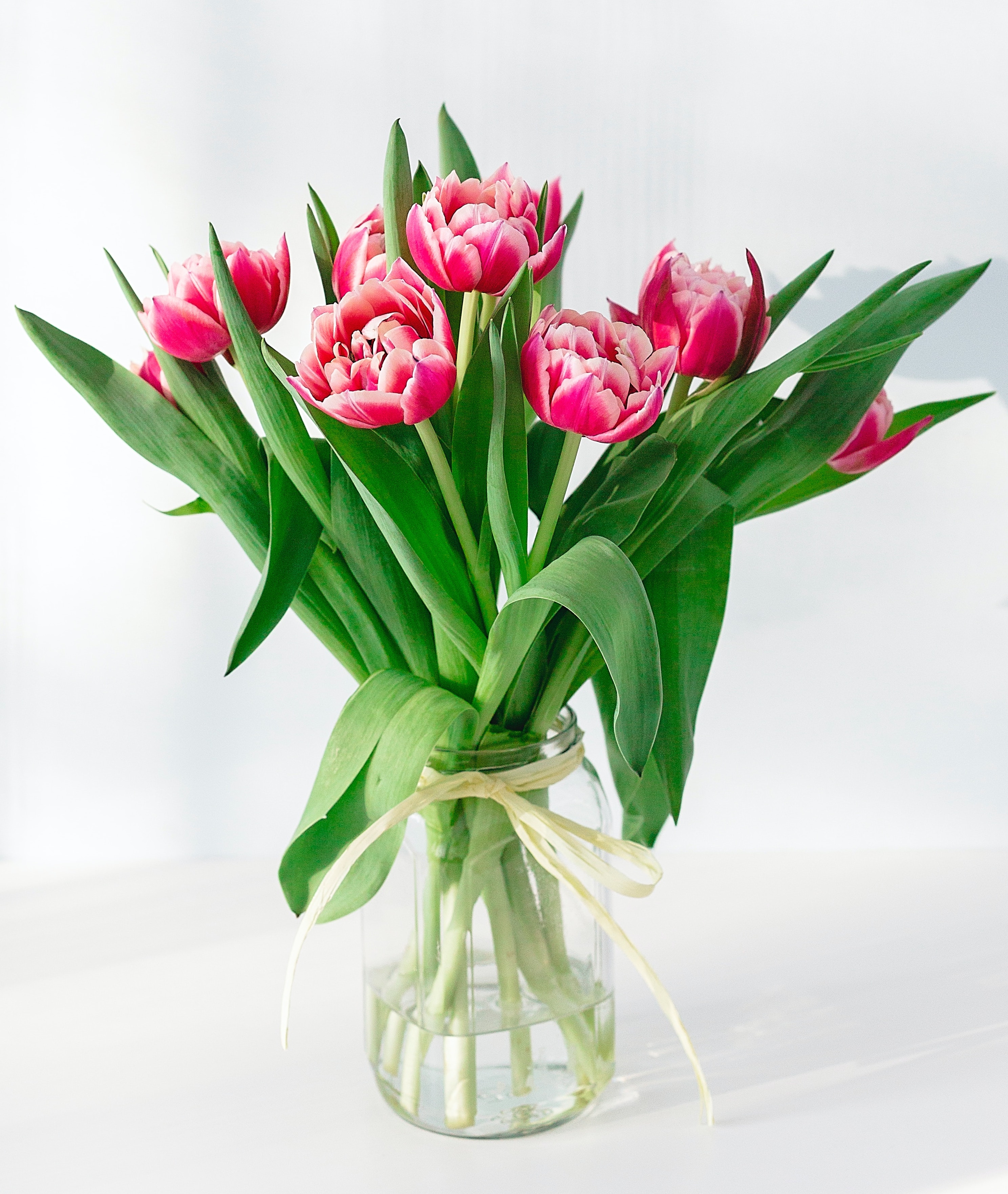 Picture of a bouquet of pink tulips in a vase